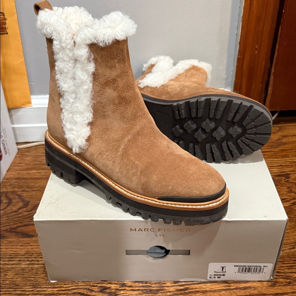 Marc Fisher Brown Shearling Winter Boots